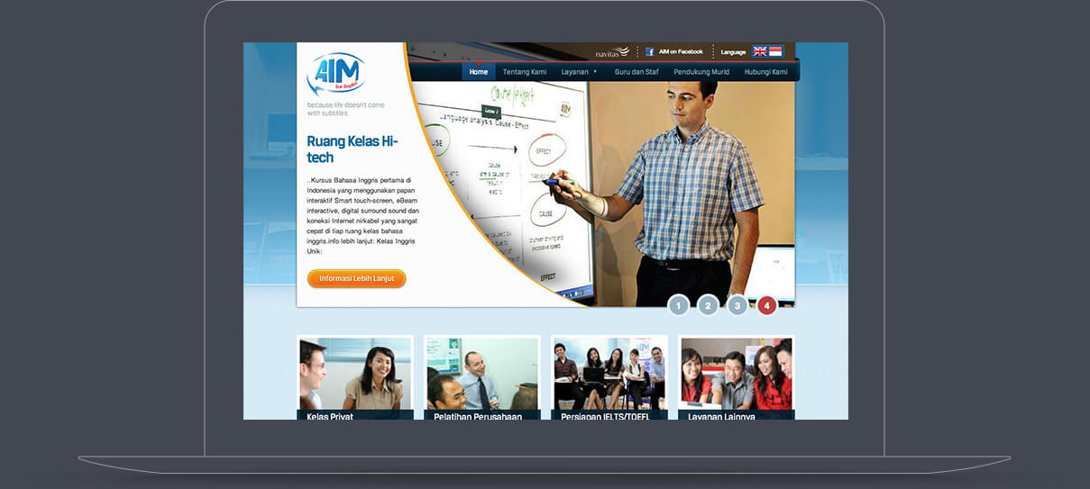 Homepage viewed in Desktop