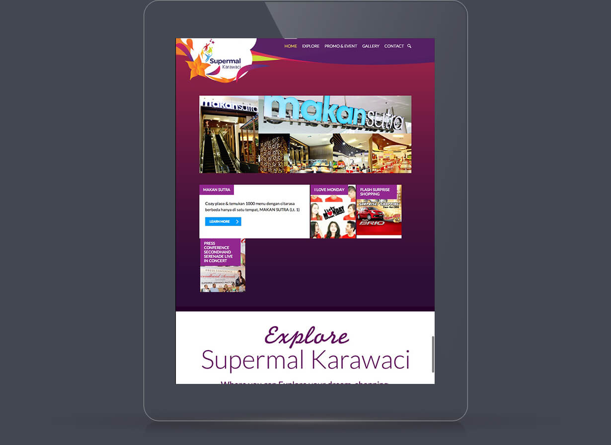 Homepage viewed in Tablets